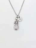 Silver Pineapple Charm Necklace Personalized Customized Monogram Made to Order Jewelry, N4459E