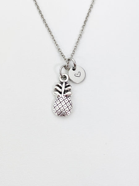Silver Pineapple Charm Necklace Personalized Customized Monogram Made to Order Jewelry, N4459E