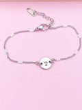 Stainless Steel Initial Charm Bracelet Everyday Gift Idea Personalized Customized Monogram Made to Order Jewelry, N5462