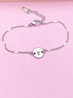 Stainless Steel Initial Charm Bracelet Everyday Gift Idea Personalized Customized Monogram Made to Order Jewelry, N5462