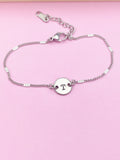 Stainless Steel Initial Charm Bracelet Everyday Gift Idea Personalized Customized Monogram Made to Order Jewelry, N5462