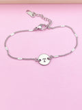 Stainless Steel Initial Charm Bracelet Everyday Gift Idea Personalized Customized Monogram Made to Order Jewelry, N5462