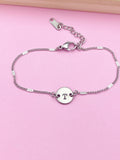 Stainless Steel Initial Charm Bracelet Everyday Gift Idea Personalized Customized Monogram Made to Order Jewelry, N5462