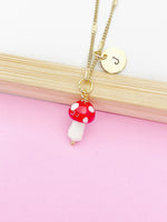 Gold Mushroom Charm Necklace Everyday Gift Ideas Personalized Customized Monogram Made to Order Jewelry, AN5037