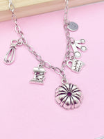 Silver Kitchen Mixer Measuring Cup Bundt Pan Charm Necklace Baker Everyday Gift Ideas, Personalized, AN1233