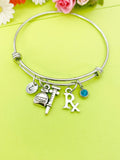 Silver RX Medical Bottle Syringe Charm Bracelet Everyday Gifts Personalized Customized Monogram Made to Order Jewelry AN2162