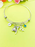 Silver RX Medical Bottle Syringe Charm Bracelet Everyday Gifts Personalized Customized Monogram Made to Order Jewelry AN2162