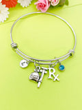 Silver RX Medical Bottle Syringe Charm Bracelet Everyday Gifts Personalized Customized Monogram Made to Order Jewelry AN2162