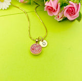 Gold Pink Druzy Agate Charm Necklace Every Jewelry Gift Ideas Personalized Customized Made to Order Jewelry, BN5259