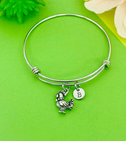 Silver Chicken Rooster Charm Bracelet, N554D