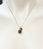 Gold Natural Lapis Lazuli Charm Necklace, Personalized Customized Monogram Made to Order Jewelry, AN4609