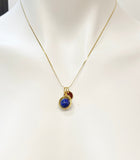 Gold Natural Lapis Lazuli Charm Necklace, Personalized Customized Monogram Made to Order Jewelry, AN4609
