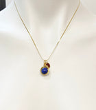 Gold Natural Lapis Lazuli Charm Necklace Everyday Gift Ideas Personalized Customized Monogram Made to Order Jewelry, AN4609