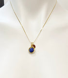 Gold Natural Lapis Lazuli Charm Necklace, Personalized Customized Monogram Made to Order Jewelry, AN4609