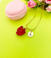 Gold Red Raspberry Charm Necklace Everyday Gifts Ideas Personalized Customized Monogram Made to Order Jewelry, BN5304