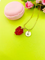 Gold Red Raspberry Charm Necklace Everyday Gifts Ideas Personalized Customized Monogram Made to Order Jewelry, BN5304