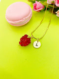 Gold Red Raspberry Charm Necklace Everyday Gifts Ideas Personalized Customized Monogram Made to Order Jewelry, BN5304