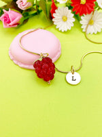 Gold Red Raspberry Charm Necklace Everyday Gifts Ideas Personalized Customized Monogram Made to Order Jewelry, BN5304