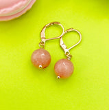 Rose Gold Pink Natural Jade Charm Earrings, AN2911