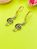 Gold Treble Clef Music Note Charm Earrings Everyday Gifts Ideas Personalized Customized Made to Order Jewelry, AN1068