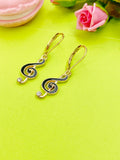 Gold Treble Clef Music Note Charm Earrings Everyday Gifts Ideas Personalized Customized Made to Order Jewelry, AN1068