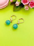 Rose Gold Natural Jade Charm Earrings Everyday Gifts Ideas Personalized Customized Made to Order Jewelry, BN2911