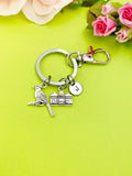 Silver Cardinal Brid and Camera Charm Keychain Everyday Gift Idea Personalized Customized Made to Order Jewelry, BN1022