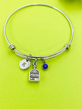 Silver Bottle with Words Charm Bracelet Everyday Gifts IdeasPersonalized Customized Monogram Made to Order Jewelry, N5464