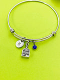 Silver Bottle with Words Charm Bracelet Everyday Gifts IdeasPersonalized Customized Monogram Made to Order Jewelry, N5464