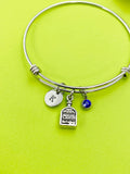 Silver Bottle with Words Charm Bracelet Everyday Gifts IdeasPersonalized Customized Monogram Made to Order Jewelry, N5464