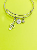 Silver Treble Clef Music Note Charm Bracelet Everyday Gifts Ideas Personalized Customized Made to Order Jewelry, AN1706