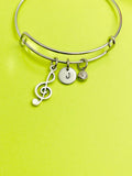 Silver Treble Clef Music Note Charm Bracelet Everyday Gifts Ideas Personalized Customized Made to Order Jewelry, AN1706
