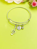 Silver Treble Clef Music Note Charm Bracelet Everyday Gifts Ideas Personalized Customized Made to Order Jewelry, AN1706