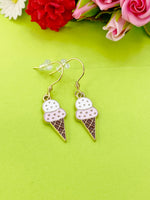 Gold Ice Cream Cone Charm Earrings Everyday Gifts Ideas Personalized Customized Made to Order Jewelry, AN3996