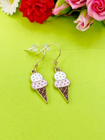 Gold Ice Cream Cone Charm Earrings Everyday Gifts Ideas Personalized Customized Made to Order Jewelry, AN3996