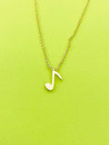 Gold Music Note Charm Necklace Musical Gift Ideas Personalized Customized Monogram Made to Order Jewelry, N5465