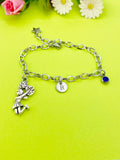 Silver Cheerleader Star Charm Bracelet Everyday Gifts Ideas, Personalized Customized Made to Order Jewelry, AN920