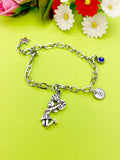 Silver Cheerleader Star Charm Bracelet Everyday Gifts Ideas, Personalized Customized Made to Order Jewelry, AN920