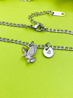 Silver Flying Eagle Charm Bracelet Everyday Gifts Ideas Hawk Personalized Customized Made to Order Jewelry, BN348