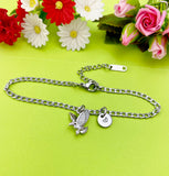 Silver Flying Eagle Charm Bracelet Everyday Gifts Ideas Hawk Personalized Customized Made to Order Jewelry, BN348