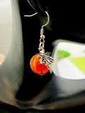 Orange Pumpkin Leaf Charm Silver Earrings Everyday Gifts Ideas Personalized Customized Made to Order Jewelry, AN5080