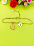 Sunflower Charm Gold Bracelet Wedding Gifts Ideas Personalized Customized Made to Order Jewelry, AN1573