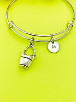 Silver Water Bucket Charm Bracelet Everyday Gifts Ideas Personalized Customized Monogram Made to Order Jewelry, AN1116