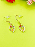 Gold Leaf Charm Earrings Everyday Gifts Ideas Personalized Customized Made to Order Jewelry, AN2312