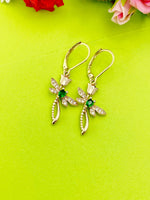 Gold Dragonfly with Flower Charm Earrings, N4172