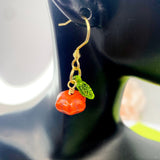 Gold Pumpkin and Leaf Charm Earrings Fall Gifts Ideas Personalized Customized Made to Order Jewelry, N5466
