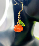 Gold Pumpkin and Leaf Charm Earrings Fall Gifts Ideas Personalized Customized Made to Order Jewelry, N5466