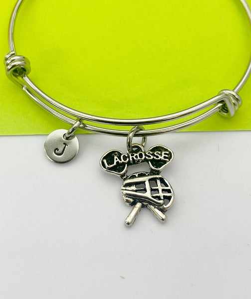 Silver Lacrosse Charm Bracelet Everyday Gifts Ideas Personalized Customized Monogram Made to Order Jewelry, AN312