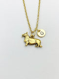 Gold Corgi Dog Charm Necklace, N423A
