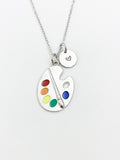 Silver Artist Palette Paintbrush Charm Necklace Artist Gift Ideas AN1714